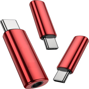 KAELAN Red 3pcs Type C to 3.5mm Audio Jack Connector Stereo Jack to Type C 3.5 mm Red Phone Converter