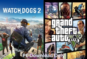 Watch Dogs 2 and Gta 5 Top Two Game Combo (Offline Only) (No DVD) (Regular)