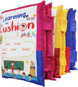 XQZG Kids Learning abcd Cushion Pillow Book, Hindi / English, Boy / Girl Cotton Alphanumeric, Animals, Fruits, Smiley, Toons & Characters Cushion Pack of 1