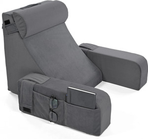 HOSPIKART Reading Pillow with Arm Support & Headrest, Wedge Pillow for Bed, HR Foam Bed Foam Solid Body Pillow Pack of 1