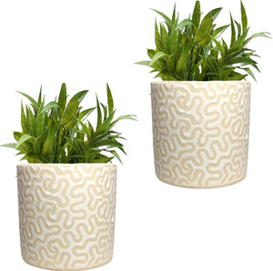 MPT White RD-1 Ceramic Pot GH0022-10 Plant Container Set