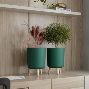 जेनोविया Minimalist Standing Indoor Flower Pot Ceramic Style Pot with Tripod Legs प्लांट कंटेनर सेट