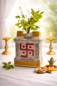 Vaachi Creations Designer Tulsi Pot – VastuFriendly, DurablePlanter for Home Temple - 10 Inch Plant Container Set