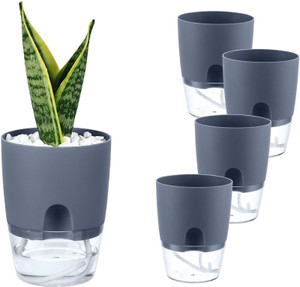 MAAGHI Self Watering Flower Pot with Transparent Double Layer Plastic & Cotton Rope Plant Container Set
