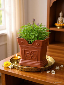 Mterix Vastu-Friendly Tulsi Pot Plant Container Set, flower pots For Home, Mandir Pooja Plant Container Set