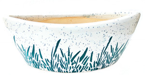 agarwals enterprises BOAT SHAPE GRASS PRINTED CERAMIC POT Plant Container Set
