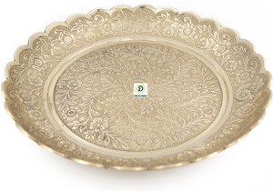 DECKORISH Brass Golden Heavy weighted Fancy Plate 31 cm Dinner Plate