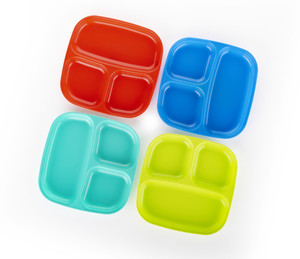 आलोक 3 Partition Unbreakable Food Plate, Kids Plate(Pack of 4) सेक्शन्ड प्लेट