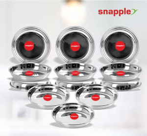 स्नैपल Stainless Steel Classic Halwa Plate / Dessert Plate / Snack Plate / Round हाफ प्लेट