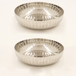 स्पिलबॉक्स Stainless Steel Hammered Bowl| Dessert Plate |Snack Plate-Ribbed Side dish Plate क्वार्टर प्लेट