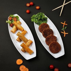 Castleite Orleans Melamin Plates Set for Serving Snacks at Home, Marble White, Sizzler Tray