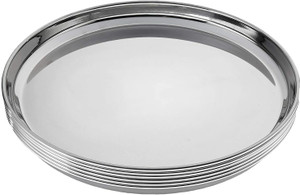 Vigneshgenix Stainless Steel Dinner Plate Set (6 pieces, 27 dia, Wall Design) Dinner Plate