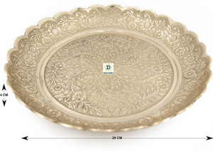 DECKORISH Brass Golden Heavy weighted Fancy Plate 29 cm Dinner Plate