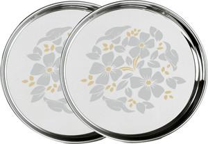 स्नैपल Stainless Steel Classic Designer Plate, Thali, Dinner Plate Heavy Guage 27cm डिनर प्लेट