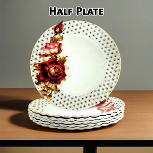 इनप्रो Melamine Small Half Plates/Snacks Plate Set In Golden Print (Size-8 Inch/20CM) हाफ प्लेट
