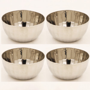 स्पिलबॉक्स Stainless Steel Hammered Bowl|Quarter Plates| Snack Bowl- Ribbed Sidedish Bowl क्वार्टर प्लेट