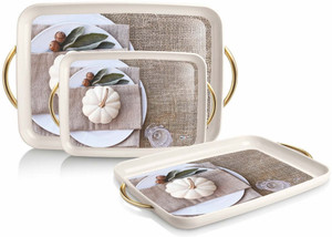 NAYASA Serving Tray Set With Durable Handle For Home,Kitchen,Office Big,Medium,Small Tray