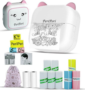 PeriPeri C23 Mini Bluetooth Thermal Printer Gift Box With Pouch, 10 Rolls.(Pink) Thermal Printer