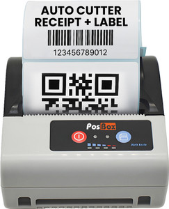 PosBox 3 Inch 2 in 1 Label + Receipt Printer With Auto Cutter Bluetooth connectivity for Billing and Labels