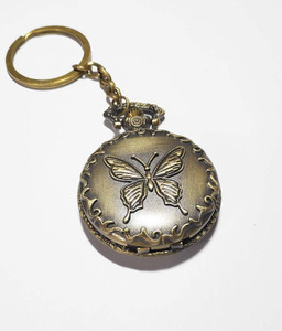 Msnakshatra nalogue Roman Number White Dial Butterfly Metal Keychain Butterfly pocket watch Metal Alloy Pocket Watch Chain