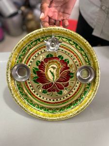 I sonal Stainless Steel Meenakari Pooja Thali - Image 5