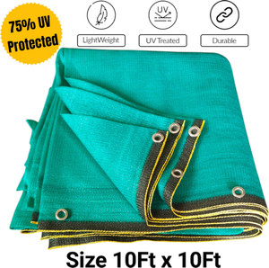 cappy Green Shade Net (10Ft x 10Ft)-75% UV Block multipurpose For Garden/Balcony Portable Green House