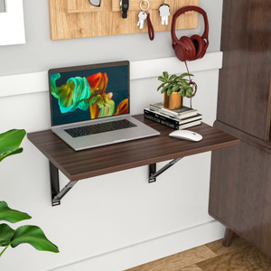 Floresta Wud Wall Mounted Folding Kitchen and Computer Table, Wooden Study, Utility Table Wood Portable Laptop Table