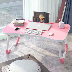 FurniGully Multipurpose Foldable with Cup Holder, Study , Bed Wood Portable Laptop Table