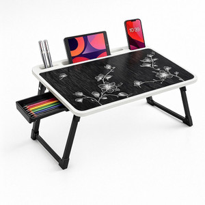 Alliance Multipurpose Foldable with Cup Holder, Study , Bed Wood Portable Laptop Table