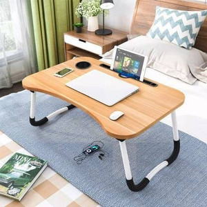 The Haridham Enterprise Multi-Purpose Laptop Desk for Study and Reading with Fold able Non-Slip Legs Engineered Wood Study Table