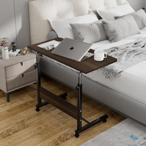 Torche Torche Multipurpose Height Adjustable Movable Table in Black Metal Frame Wood Portable Laptop Table