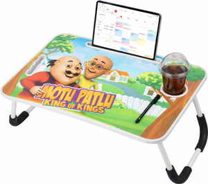 EAGLE INDUSTRIES Foldable Study Table for Kids with Cup Holder & Tablet Slot, Bed Desk Wood Portable Laptop Table