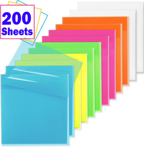 OFIXO Multicolor 200 Sheets Transparent Self Stick Note, 4 Colors