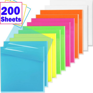 OFIXO Multicolor 200 Sheets Transparent Self Stick Note, 4 Colors