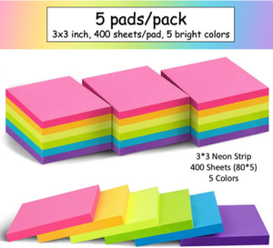 we ensign 400 Sticky Notes 400 Sheets REGULAR, 5 Colors