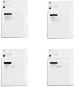 R H lifestyle Pack Of 4pcs Clear Transparent Sticky Notes 3’’x3’’ (50 Sheets PER Pack) OS4540 50 Sheets regular, 1 Colors