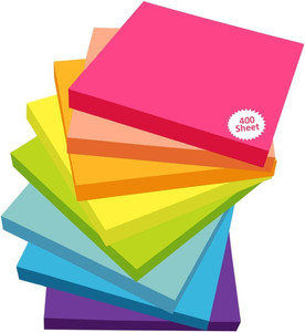 Mira Farmcraft 400 Colorful Sticky Note Sheets Stationary Ofc Memo Pad and Time Post Note Paper 80 Sheets Regular, 8 Colors