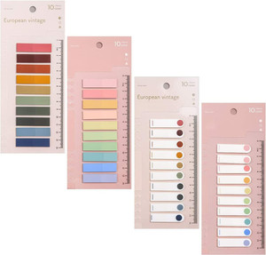 Levin Index Tabs with Ruler Sticky Note Page Marker Writable and Repositionable File 800 Sheets Transparent morandi sticky tabs, 40 Colors