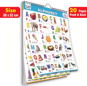 All in One English Chart for Kids | 20 Charts | 38X52 cm | Children Spiral Picture Wall Chart | Alphabet Charts for Kids Learning | abcd Charts for Kids | Wall Hanging Photographic Paper