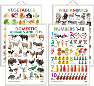 Set of 4 Vegetables, Domestic Animals and Pets, Wild Animals and ...