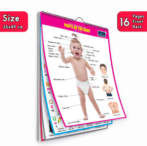 16 in 1 Parts of The Body Educational Chart For Kids -Children Spiral Wall Picture Chart ( Big Fonts and Realistic Pictures) Paper Print