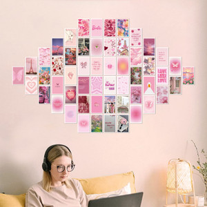 Pink Collage Wall Poster Collection, 54 pcs size 4 x 6 cm – Gallery Décor Prints for Bedroom Styling Paper Print