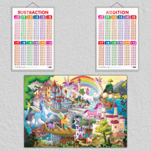 GIANT UNICORN COLOURING POSTER, SUBTRACTION chart, and ADDITION chart ...