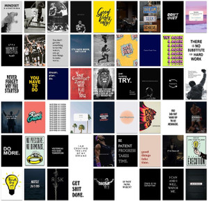 Pack of 54 Motivational Aesthetic Wall Collage Kit Posters for Wall Decoration - Wall Art For Bedroom, Office, Living room, Dorm room - Glue Dots Included Fine Art Print Photographic Paper