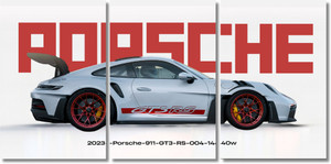 "Porsche Car 3 Split Poster Set | Premium Sports Car Wall Art | Modern Automotive Room Decor" Paper Print