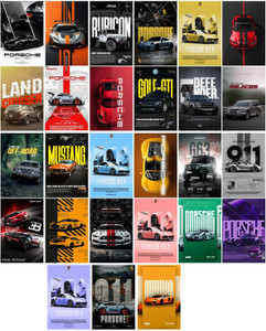 Pack of 27 Car Aesthetic Wall Collage Kit Posters | Posters for Wall Decoration | Wall Art For Bedroom, Office, Living room, Dorm room Photographic Paper -Gifting ideas- Photographic Paper