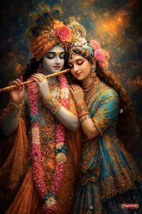 Radha Krishna Premium Self-Adhesive Poster Sticker (12 x 18 Inches) – Waterproof & Durable Vinyl Wall Poster for Living Room, Bedroom & Pooja Room Décor | HD Print, Fade-Resistant, Easy Peel & Stick | Spiritual Gift & Home Decoration. Design-18 Vinyl