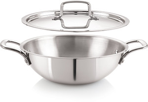iVBOX ® Platina Induction Bottom Triply Stainless Steel Kadai, 2.6 Ltr कढ़ाही 24 cm ढक्कन के साथ