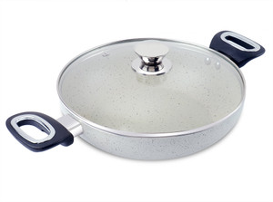 Home-pro Granite Finish Non-Stick Kadai with Glass lid & Stylist Handle 24 cm ढक्कन के साथ