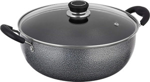 MITHALI Kadhai 24 cm diameter with Lid 2.4L capacity (Aluminium, Non-stick) Kadhai 26 cm diameter with Lid 2.6 L capacity
